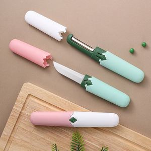 Couteau à éplucher multifonctionnel 2-en-1 en acier inoxydable, éplucheur de fruits et de melons pour la cuisine, éplucheur en métal durable - Product Image 5
