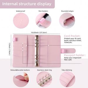 A6 Spiral Custom Cover Light Pink PU Leather Eco-Friendly Money Savings Challenge Binder with Cash <b>Envelopes</b> for Gift - Product Image 4