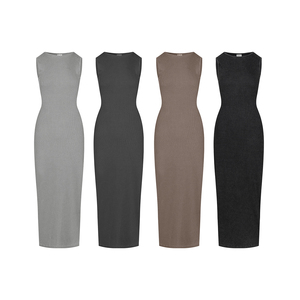 Vestido de <span class=keywords><strong>talla</strong></span> grande para mujer, vestido adelgazante de punto, Sexy, lavado ácido, Jupes para mujer, elegante vestido largo ajustado para mujer - Product Image 4