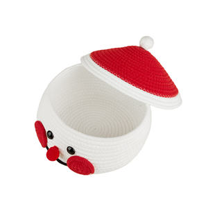 Panier de rangement en corde de coton pour bébé, adorable bonhomme de neige, organisateur de jouets, décorations de Noël pour enfants, panier de rangement pour bonbons - Product Image 2