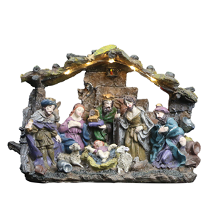 LED Resin Crafts Creative Fashion Nativity Manger Notre Dame Mary Statue Religious Series Home Decoration - Product Image 1