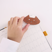 Marcadores de Libros de Cuero PU con Diseño de Gatito para Estudiantes, Clip Marcador de Páginas para Lectura, Cuaderno, Diario, Agenda, Papelería, Regalo