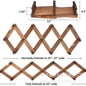 Estante de almacenamiento de madera para montar en la pared, extensible, 3 capas, perchero multiusos, organizador de llaveros, ajustable para uso doméstico - Product Image 3
