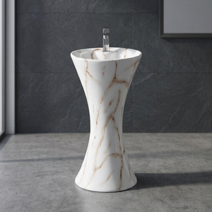 Fournisseur d'usine : Lavabo colonne monobloc en marbre pour salle de bain, design colonne, prix FOB à Dubaï - Product Image 5