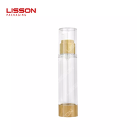 Bouteille de pompe sans air en plastique en bambou naturel écologique, 15ml, 30ml, 50ml