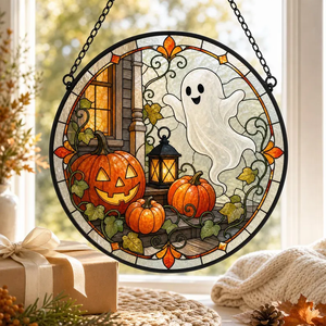 Attrape-soleil en verre teinté personnalisé pour dropshipping, impression 3D, motif fantôme et citrouille d'Halloween, style gothique et mignon, pour porche et décoration murale - Product Image 5