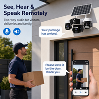 Caméra de sécurité solaire 4G à trois objectifs QL31 en gros, caméra CCTV PTZ sans fil extérieure alimentée par l'énergie solaire avec application V380