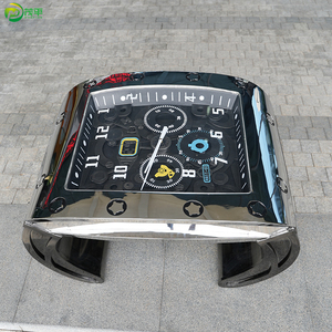 현대 유럽식 시계 모양 시계 1M 대형 공장 맞춤형 표면 연마 홈 데코레이션 스테인리스 스틸 시계 - Product Image 3