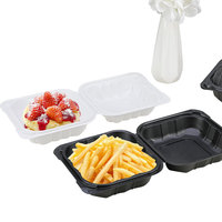 Contenants alimentaires pour hamburgers à clapet à charnière de 8 pouces 9 pouces allant au micro-ondes Boîte à lunch jetable en plastique MFPP durable