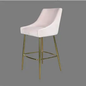 Contemporary Modern Upholstered Bar Stool With 4 Golden Legs Stainless Steel Frame For Home Bars Pubs Kitchen Bar Furniture