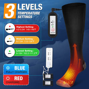 Chaussettes chauffantes lavables, température réglable, bas chauffants d'hiver avec 2 piles rechargeables USB de 4000mAh - Product Image 4