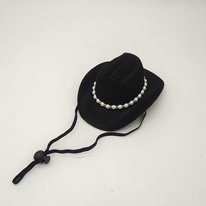 قبعة دنيم غربية مزينة باللؤلؤ الجديد ، قبعة حيوانات أليفة صغيرة بنمط صلب ، قبعة حيوانات أليفة للقطط والكلاب لجميع أيام الهالويين والشتاء - Product Image 6