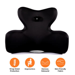 <span class=keywords><strong>Oreiller</strong></span> de soutien lombaire en mousse à mémoire de forme avec housse respectueuse de la peau Noir pour le soulagement des maux de dos Coussins de siège et oreillers lombaires - Product Image 2