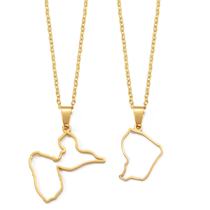 Collier avec pendentif carte de la Guyane française, de la Guyane et de la <span class=keywords><strong>Guadeloupe</strong></span> pour femmes et filles, base en acier inoxydable, bijoux # 593762 - Product Image 2