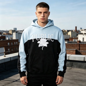 เสื้อฮู้ดดี้ผู้ชายแบบสั่งทำพิเศษระดับไฮเอนด์ ตกแต่งสีสันตัดกัน ปักลายแบบเรียบ น้ำหนัก 420GSM พิมพ์ลายพัฟฟ์ ทรงบ็อกซี่ ดีไซน์ดิสเทรส รับผลิตแบบ OEM - Product Image 3