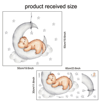 Autocollant mural en vinyle amovible et auto-adhésif, motif dinosaure dormant, lune et étoiles, pour chambre de bébé et chambre d'enfant