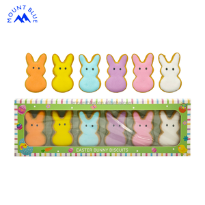 Biscuits en forme de lapin de Pâques, plusieurs teintes : orange, jaune, bleu, violet, rose, blanc, sucré, salé, emballage décoratif en boîte roulante - Product Image 5