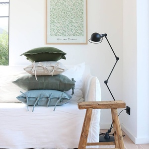 48*74cm 100% Flax Woven Fabric Linen Cushion Cover Edge <b>Striped</b> Linen Pillowcase with Ties for Bed Plain Dyed Customized - Product Image 1