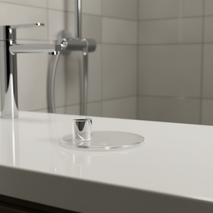 Jabonera Redonda de Acrílico con Adaptador de Varilla Ajustable Transparente para Uso en Baño - Product Image 3