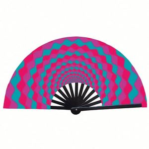 Abanico portátil grande de 33 cm ZPB Clack Fan de bambú con letras griegas, arte folclórico clásico, abanicos de mano para la hermandad Zeta Phi Beta, gigante y duradero. - Product Image 1