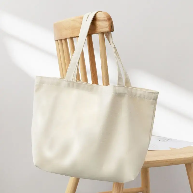 Borsa per la spesa in bianco riciclata Eco stampata personalizzata borsa Tote in tela di cotone organico tinta unita