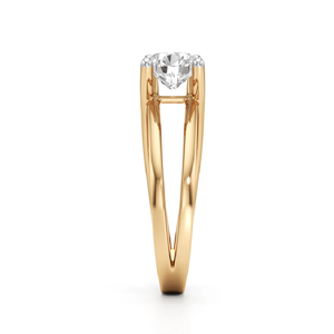 แหวนครบรอบทรงกลมประดับเพชรเลี้ยงในห้องปฏิบัติการสำหรับผู้หญิง ดีไซน์แหวนแยกชิ้น ตัวเรือนทองคำ 14K สีเหลือง สำหรับ RATAN JEWELS ที่ได้รับการรับรอง - Product Image 4