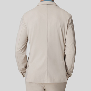 Hochwertige Freizeit anzüge High <span class=keywords><strong>Spandex</strong></span> Beige Blazer Jacken Kordel zug Elastische Taille Zweiteiliges Slim Fit Anzug Set für Männer