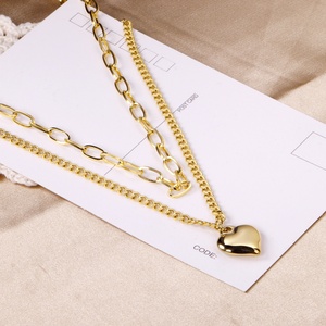 Collar Corto de Moda en Acero Inoxidable Chapado en Oro con Doble Capa en Forma de Diamante, Gargantillas de Joyería para Mujer - Product Image 3