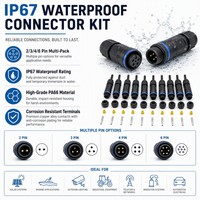 موصل سيارات نحاسي مطلي عالي الجودة IP67 بـ 2/3/4/6 دبابيس، مقاوم للحرارة والزيت ومضاد للماء، طقم من 12 قطعة