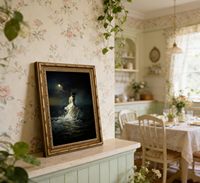 Impression sur toile de fille victorienne encadrée or vintage, art mural gothique Dark Academia, décoration intérieure, échantillons OEM ODM prêts en moins d'une journée