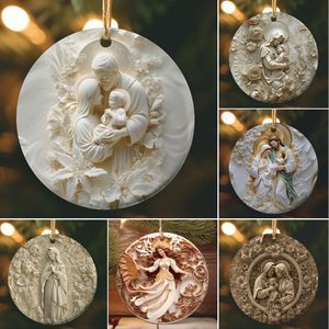 Adorno Navideño Católico Redondo de Acrílico con Relieve para Colgar en el Árbol - Product Image 5