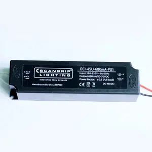 Controlador LED de corriente constante de 45W680mA, bajo parpadeo, alto PF/ downlight, certificado CE