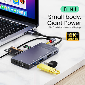 <span class=keywords><strong>Adaptateur</strong></span> multiport USB C Hub avec <span class=keywords><strong>HDMI</strong></span> <span class=keywords><strong>VGA</strong></span> USB C Splitter Hub chargeur pour MacBook Pro <span class=keywords><strong>Dell</strong></span> XPS ordinateurs portables - Product Image 2