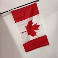 Drapeau du Canada 3x5 pieds en polyester, style flottant, avec mât en aluminium, impression numérique, pour événements sportifs, extérieur et intérieur, avec en-tête en toile