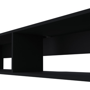 Floating Media Rack In Melamine With Two Shelves Black <b>Storage</b> Shelf <b>Unit</b> - Product Image 5