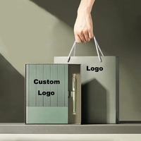 Cuadernos de Cuero PU A5 Personalizados y Bolígrafo, Set de Regalo Promocional Corporativo para Empresas