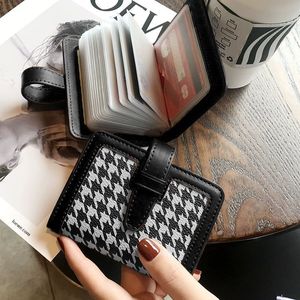 <span class=keywords><strong>Portafoglio</strong></span> da <span class=keywords><strong>donna</strong></span> a scacchiera retrò marrone <span class=keywords><strong>nero</strong></span> con cerniera corta con chiusura aperta in Nylon con fodera leopardata - Product Image 2