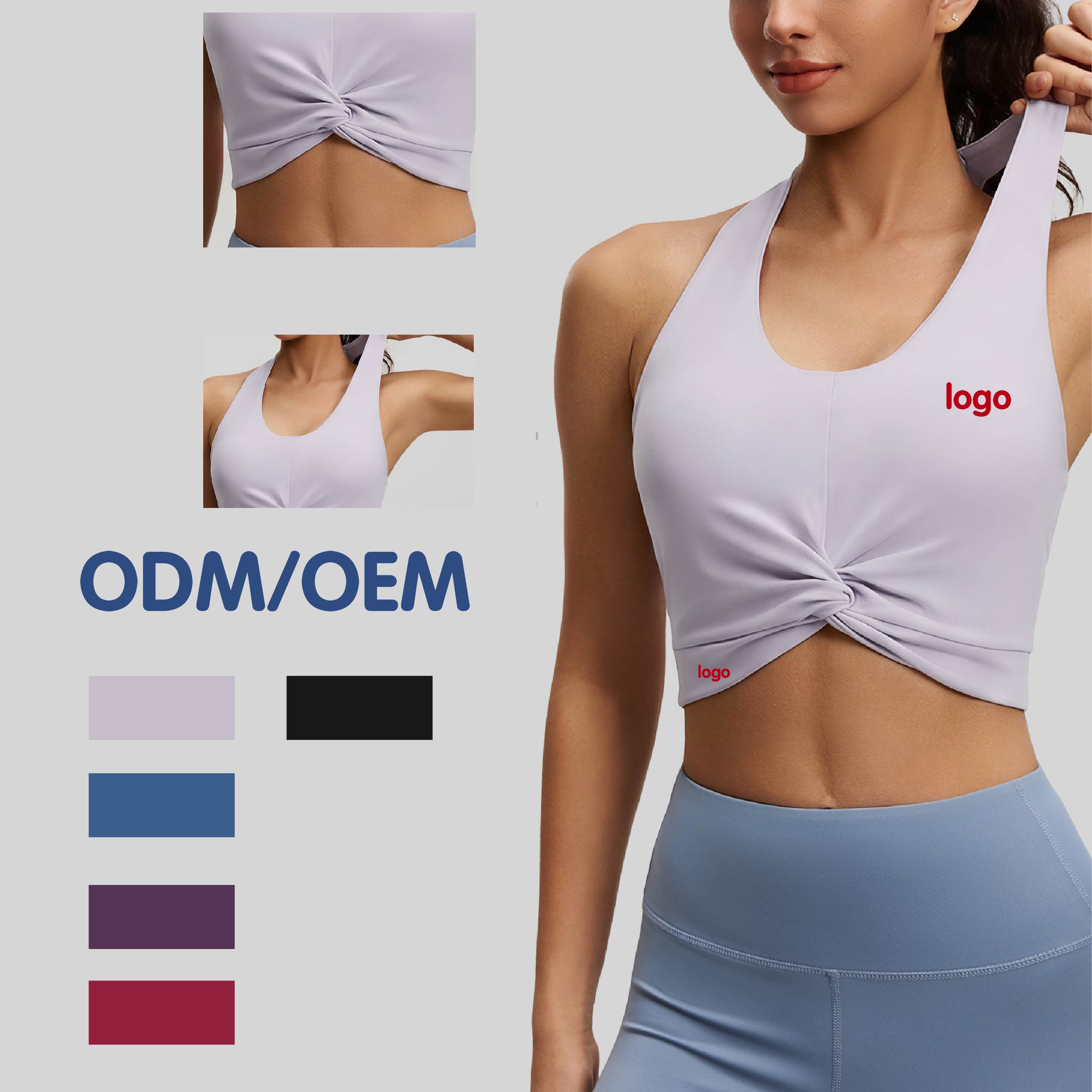 Double Layer Yoga Top Halter Neck Medium Support Removable Cups for Pilates Running Manufacturer