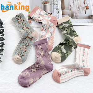 Ehanking Woman Harajuku Retro Embroidery Spring Cute Socks Lolita Socks Lace Flower Crew Socks Christmas Gift - Product Image 1