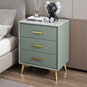 Moderno 50cm madera maciza tres mesitas de noche Guolu Simple dormitorio luz lujo roca losa cajón sala de estar muebles para el hogar - Product Image 5