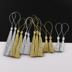 Borlas de Hilo Dorado y Plateado Estilo Chino, Tamaño Mediano, Tejidas a Mano, de Poliéster, Decorativas, Accesorios de Joyería DIY - Product Image 1