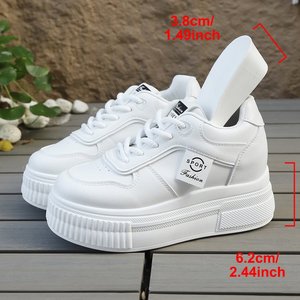 Zapatos de Mujer Talla Grande Europeos y Americanos en Existencia, Venta Directa de Fábrica, Zapatillas Blancas con Plataforma y Aumento de Altura, Estilo Mary Jane - Product Image 2