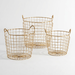 Cestas de Almacenamiento Redondas de Metal, Diseño Minimalista para Organizar y Ordenar la Sala de Estar - Product Image 1