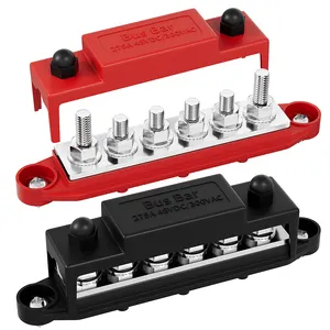 Barra de distribuição de energia para ônibus, conector de barra de áudio para carro, 275A, 12V, 6x5/16" (M8), barra terminal de cobre, parafuso prisioneiro