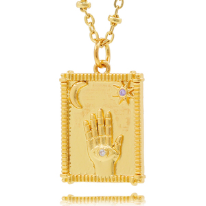 Collar con Colgante de Carta del Tarot Chapado en Oro de 18K de Alta Calidad, Talismán de Ojo de Sol Moderno para Mujeres, Regalo - Product Image 3