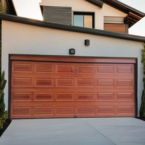<span class=keywords><strong>Porte</strong></span> de garage sectionnelle en aluminium à grain de bois personnalisé avec petits fenêtres transparentes, <span class=keywords><strong>porte</strong></span> de villa automatique certifiée CE - Product Image 5