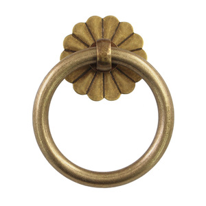 Chinese <b>Antique</b> Style Pure <b>Brass</b> Ring Pull Cabinet Handle Single Hole Durable For Furniture Drawer <b>Door</b> - Product Image 5