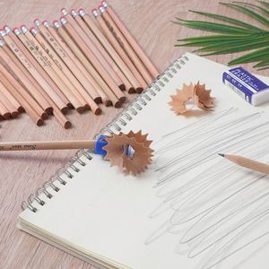 Crayon HB rond affûté pour l'école et le bureau, 50 pièces en baril, pour croquis et dessin, avec gomme - Product Image 4