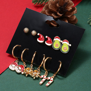 Nueva joyería de moda, conjunto de pendientes de aro de Metal de aleación de moda para mujer, pendientes circulares de gota de aceite, conjunto de tendencia de pendientes de Navidad - Product Image 2
