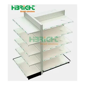 Modern Design Movable Metal Grocery Display Rack Pegboard Panel Back Gondola Shelving Supermarket Shelves